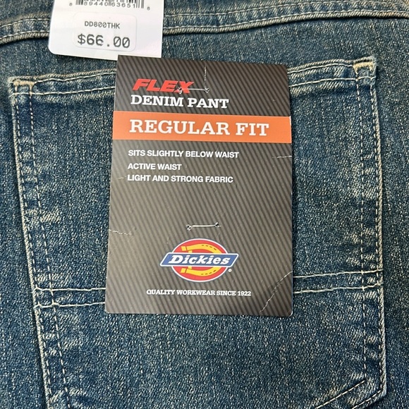 Men’s Dickies Flex Denim Pant Regular Fit Active Waist 5 Pocket Jeans Size 36X32 - Picture 4 of 7